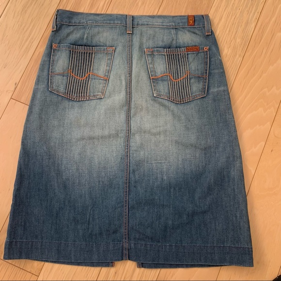 7 for all mankind denim front slit skirt - Picture 5 of 8